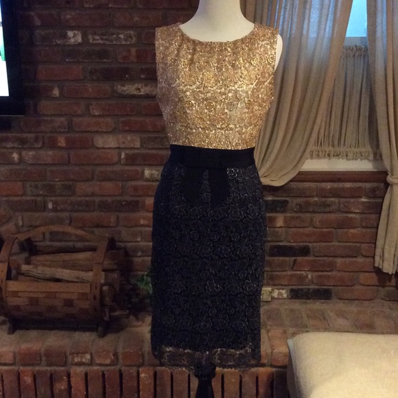 Stunning Gold & Black Metallic Lace Milly Cocktail Dress ✨Perfect for New Years! - Picture 2 of 4